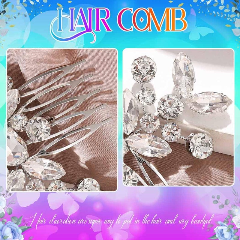Catery Crystal Wedding Hair Comb Rhinestone Bridal Hairpieces Bridesmaid Clips Accessories for Brides and Women (A Silver) - Image 3